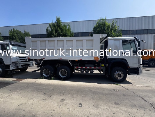 SINOTRUK 엔진 371HP 6 × 4 LHD HOWO 덤프 트럭 흰색 19-20CBM 중간 리프팅