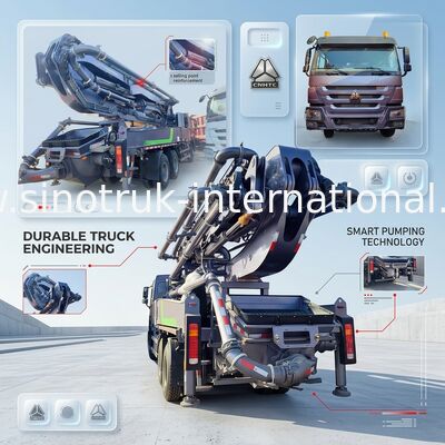 하이 라이즈 마스터 HOWO 380HP 스마트 펌프 트럭 52m 붐 6x4 트랙션