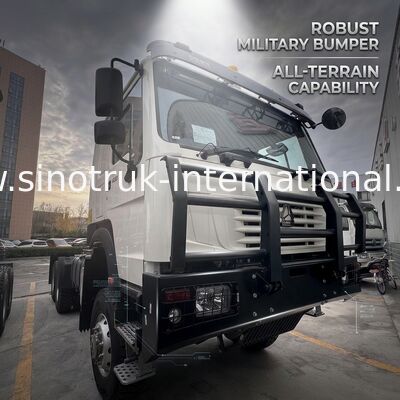 SINOTRUK HOWO 고스트 페이스 캡 트랙터 트럭 6X6 유로 2 430 HP 군용 범퍼 화이트