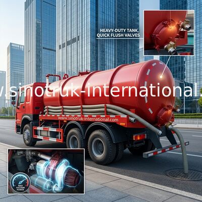 15CBM LHD 336HP 하수 오물 흡입 트럭, 정화조 양수 트럭