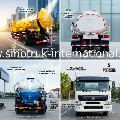 정화조 펌프 트럭 15-18CBM LHD 336HP/하수 오물 진공 트럭