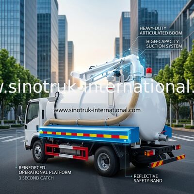 위생 기업 5-6CBM LHD 4X2 Euro2를 위한 SINOTRUK HOWO 하수 오물 흡입 트럭