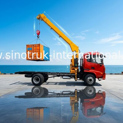 LHD 4X2 트럭은 붐 기중기 3.2 톤 SINOTRUK ZZ1127G4215C1를 거치했습니다