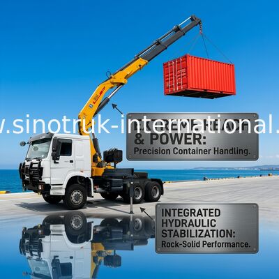 SINOTRUK 트랙터 트럭은 유압 기중기 6X4 LHD 336HP XCMG 12 톤을 Crane 거치했습니다