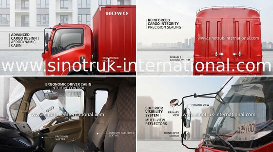 SINOTRUK HOWO 트럭 16 톤 가벼운 의무 LHD 140HP, Box 밴 Truck ZZ1167G3815C1