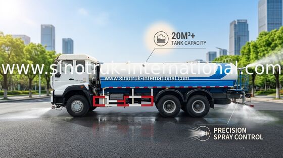 5000 갤런 물운반차 SINOTRUK 11.00R20 레이디얼 타이어 9920 × 2496 × 3550 Mm