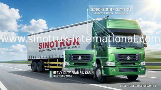 고성능 트랙터 머리 트럭, 266-420hp Sinitruk 트랙터-트레일러 트럭