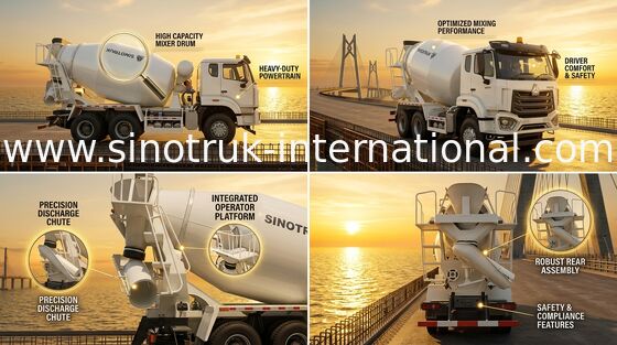 SINOTRUK HOWO 콘크리트 믹서 트럭 6×4 RHD ZZ1257V324JB1R