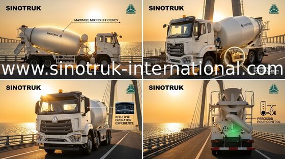 HOWO SINOTRUK 콘크리트 믹서 트럭 하얀 10CBM 380HP 8X4 RHD