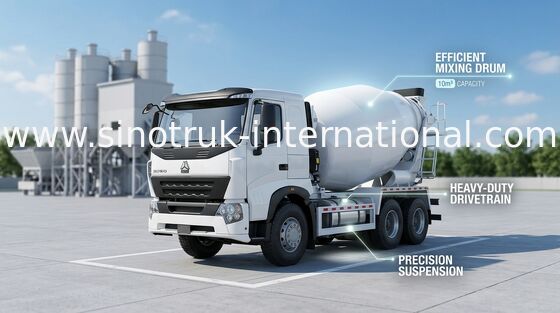 336HP 6X4 LHD A7 구체 믹서 트럭 9CBM의 착용 - 저항하는 탱크 시멘트 트럭 믹서