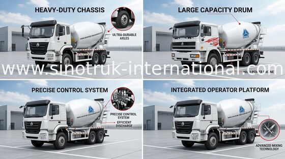 트레일러 구체 믹서 10CBM 290HP 6X4 RHD 펌프 콘크리트 트럭을 북을 치십시오