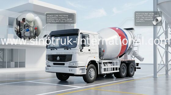 ZZ5257GJBN3841W 구체적인 시멘트 믹서 트럭 10CBM 371HP 6X4 LHD