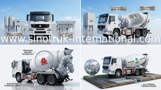 구체 믹서 트럭 SINOTRUK HOWO 10CBM 290HP 6X4 LHD ZZ5257GJBM3841W