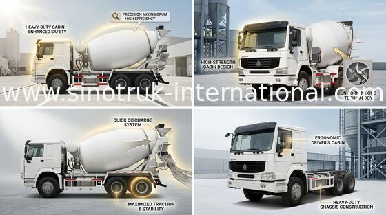구체 믹서 트럭 SINOTRUK HOWO 10CBM 336HP 6X4 LHD ZZ5257GJBN3841W