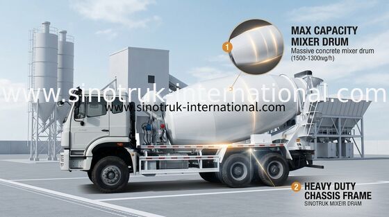 10CBM SINOTRUK HOHAN 구체 믹서 트럭 Euro2 290HP 6X4 RHD ZZ5255GJBM3846B1