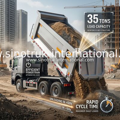 SINOTRUK HOWO 371HP 8X4 덤프 트럭 건설 구형 전면 군용 범퍼 채굴 지역용 경고등 2개 U자형 컨테이너
