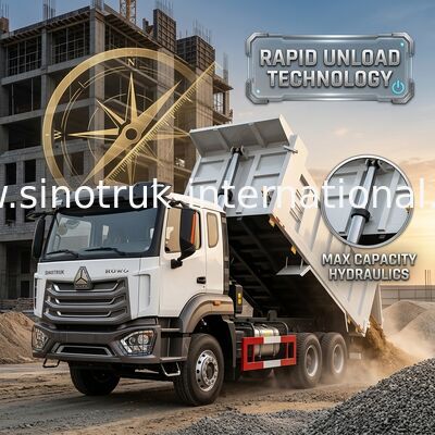 2여객 Sinotruk Hohan Tipper Dump Truck 웨이차이 엔진 6 × 4 LHD 380HP 수동 변속기와 함께