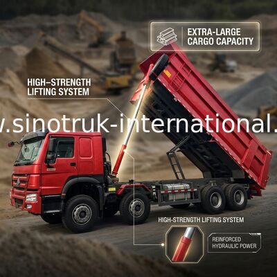 HOWO 12 바퀴 Sinotruk 8X4 덤프 트럭 400hp 광업용 LHD U 타입 컨테이너