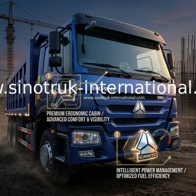 8X4 블루 티퍼 덤프 트럭 380hp 12 바퀴 하얀 H77L ZZ3317V3567B1 U 타입