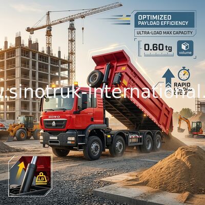 시노트룩 호보 템퍼 덤프 트럭 Tx 400HP 유로 2 8 × 4 Lhd U 모양 화물 상자 빨간색