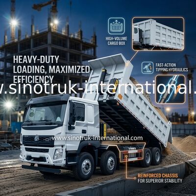 시노트룩 HOWO 380HP 탭 덤프 트럭 12 바퀴 LHD 31 톤 20-30CBM V7-X 캐빈