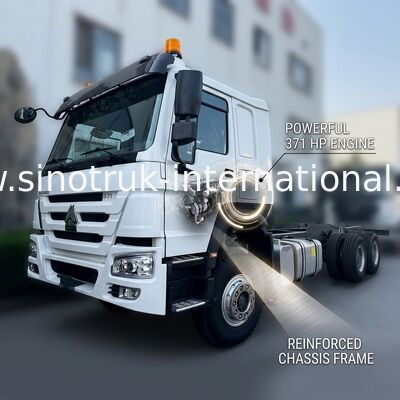 SINOTRUK HOWO 트럭 차시 SINOTRUK 엔진371HP 6 × 4 RHD 경고등으로 사용된 덤프 트럭 화물 트럭 물 트럭