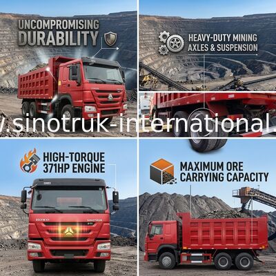 중고용 시노트럭 호보 6x4 덤프 트럭 371hp 중량