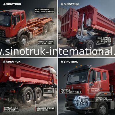 시노트루크 호한 신호우 템퍼 덤프 트럭 N7 8 × 4 12 바퀴 380hp Lhd 또는 Rhd