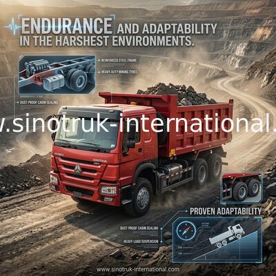 시노트룩 HOWO 380HP LHD 틱퍼 덤프 트럭 6X4 RED