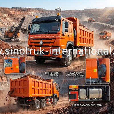 400마력 오렌지 HOWO 티퍼 트럭 RHD 6×4 10 휠 고마력