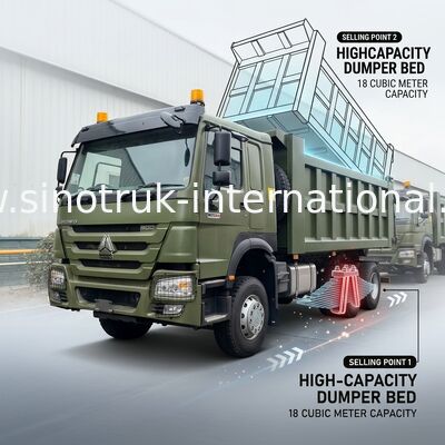 RHD 6×4 10바퀴 ZZ3257V3847B1R 400마력 녹색 HOWO 티퍼 트럭 고마력