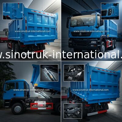 청색 LHD 6×4 10 바퀴 HOWO 내보자 덤프트럭 높은 마력 371HP