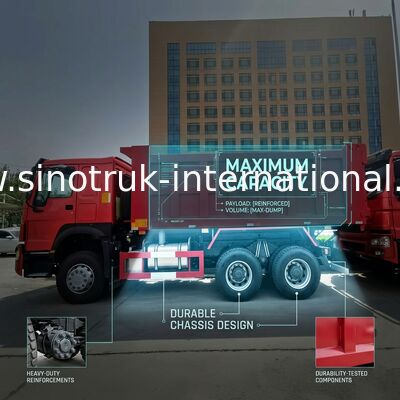 빨간 색채에서 SINOTRUK HOWO 내보자 덤프트럭 RHD 6×4 336HP