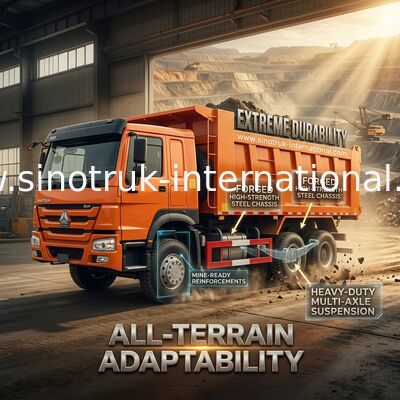 시노트룩 호보 템퍼 덤프 트럭 웨이차이 380HP 6 × 4 5200 - 5800mm 수출용