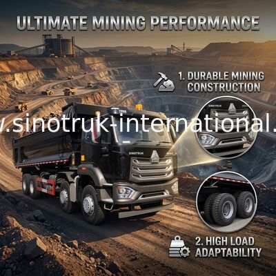 건설을 위한 SINOTRUK HOHAN 8×4 검은 내보자 덤프트럭