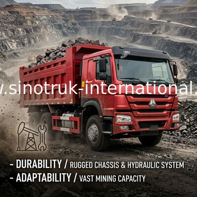 빨간 HOWO SINOTRUK 덤프트럭 10일부터 25일까지 세제곱 미터 로드 25 - 40t ZZ3257N3847A