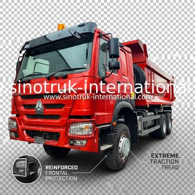 LHD 6×6 10바퀴 ZZ3257V4357B1R 380HP 빨간색 전동 HOWO 팅퍼 트럭 고마력 저연료 소비