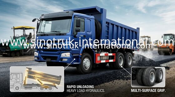 HOWO A7 덤프 트럭 336HP 6X4 LHD 20CBM 40 톤 HYVA 실린더 무거운 덤프 트럭