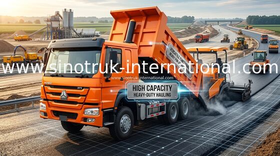 주황색 Sinotruk Howo 덤프 트럭 371 HP 12 바퀴 LHD 높은 적재 능력