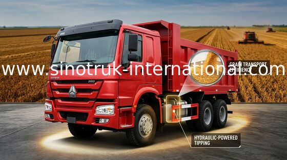 오두막을 가진 SINOTRUK HOWO 팁 주는 사람 덤프 트럭 가득 차있는 4개 점 - 뜨 공기 중단