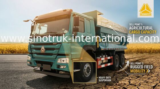 조정가능한 핸들 25 톤 6x4 Sinotruk Howo 덤프 트럭 WD615.47 371HP
