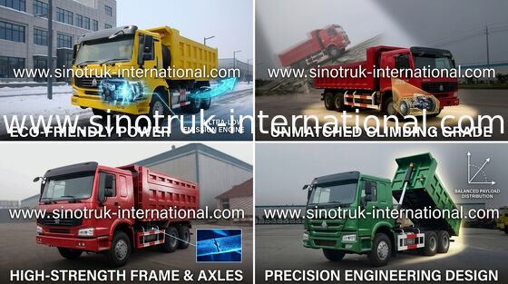 SINOTRUK HOWO 팁 주는 사람 덤프 트럭 10wheels LHD 371HP 25tons 10-25CBM ZZ3257N3847A