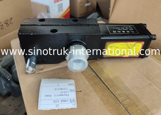 Black Pneumatic directional control valve part number 34BQK-E20L designed for dump truck