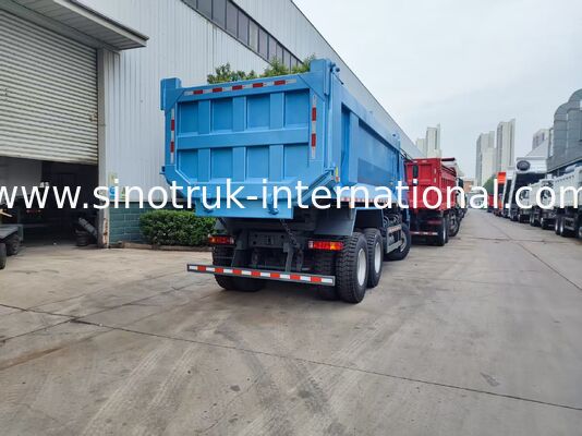 Heavy Load HOWO 400HP Tipper Truck, Blue U-Type Cargo Box With Reinforced Military Bumper