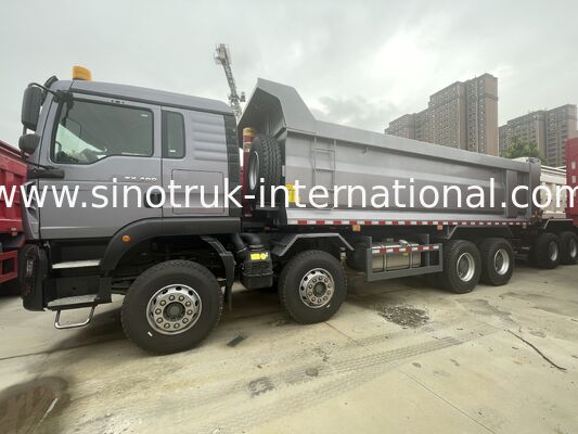 중량 HOWO TX 8X4 틱퍼 트럭 400HP 16T 후방 축이 9.5T 회색