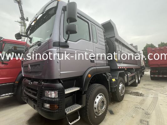 중량 HOWO TX 8X4 틱퍼 트럭 400HP 16T 후방 축이 9.5T 회색