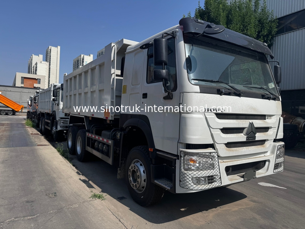 SINOTRUK 엔진 371HP 6 × 4 LHD HOWO 덤프 트럭 흰색 19-20CBM 중간 리프팅