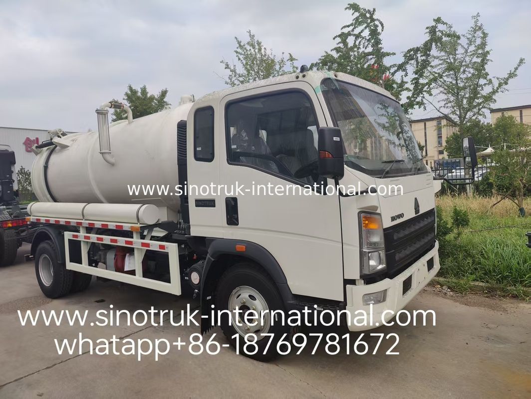 4*2 구동 HOWO 하수 흡입 트럭: 6m³ 탱크, 160HP, 8.00R20 타이어, 경량 하수 트럭, 효율적인 위생 차량