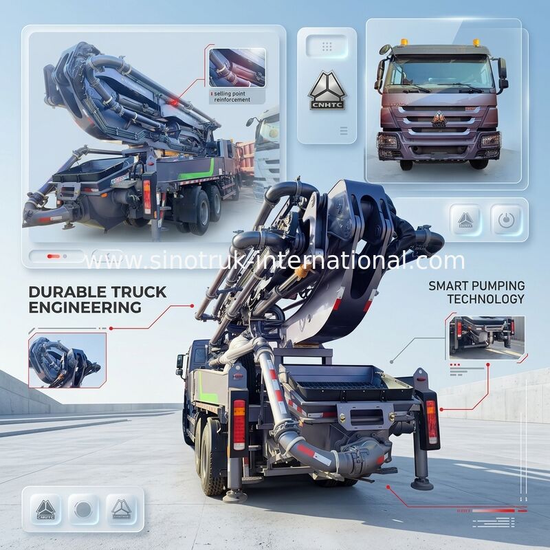 하이 라이즈 마스터 HOWO 380HP 스마트 펌프 트럭 52m 붐 6x4 트랙션