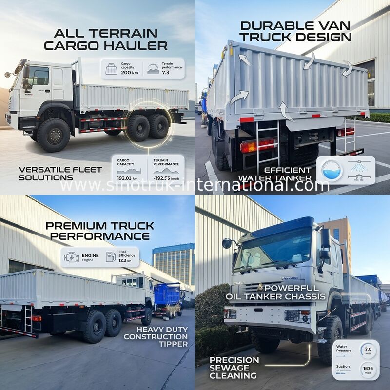 전력과 다재다능성을 발휘하고 모든 것을 정복하는 흰색 HOWO 6x6 400HP 오프로드 화물 트럭
